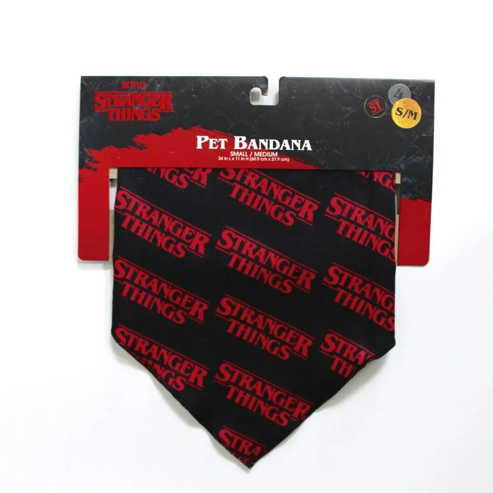 Netflix Stranger Things Pet Bandana Size S/M Black & Red